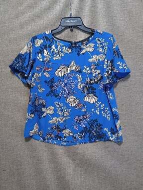 W5 Cobalt Floral Top Short Sleeve Size Medium